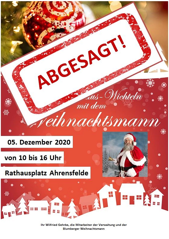 Plakat Rathauswichteln Absage © Gemeinde Ahrensfelde